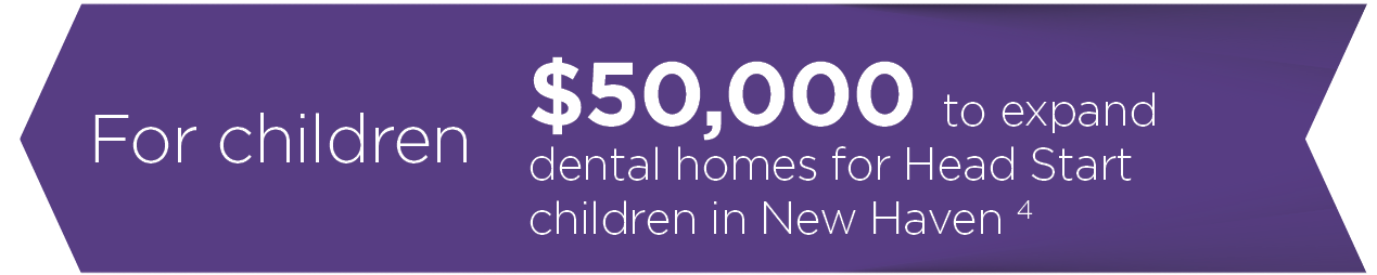 For children - $50,000 to expand dental homes for Head Start children in New Haven